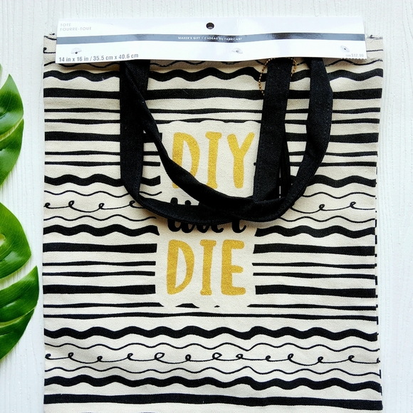 Maker's Gift DIY Till I Die Reusable Tote Bag with Black Tassel NWT! - Picture 2 of 5